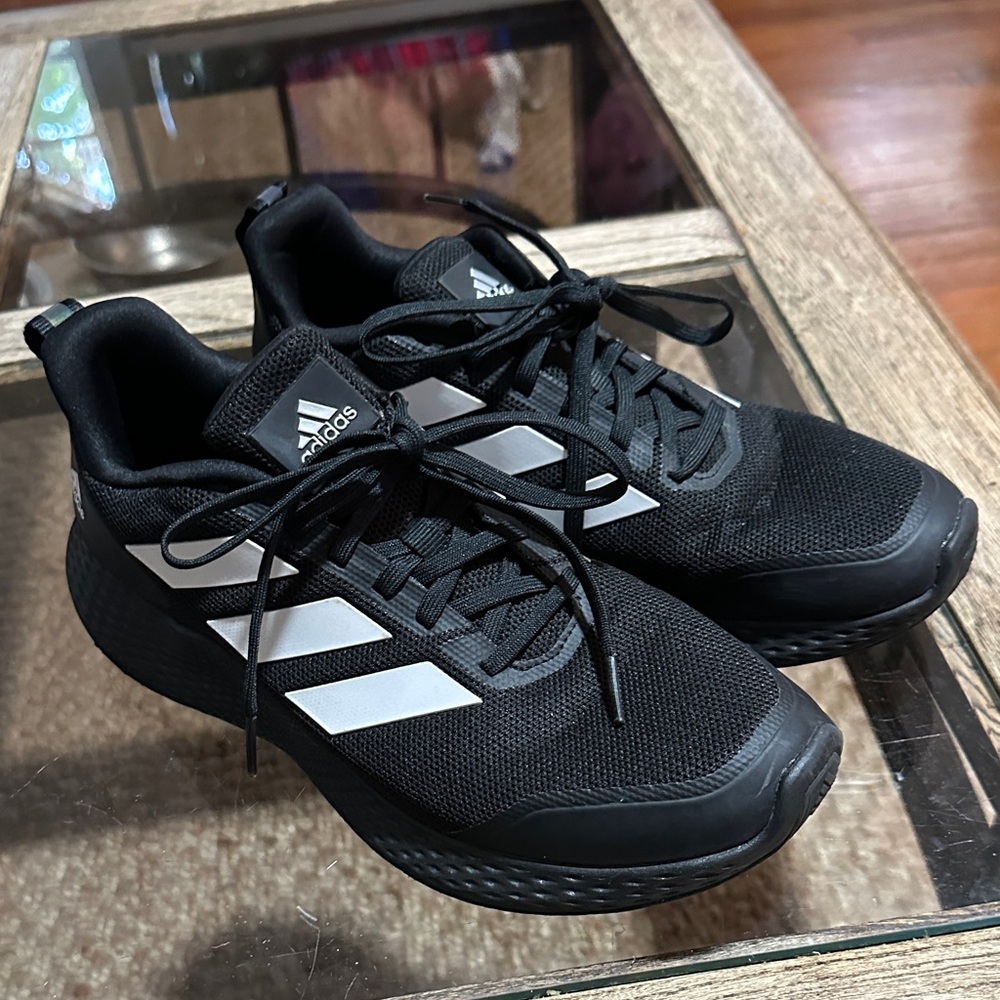 Adidas Men’s Core Black with White Stripes Running Shoes